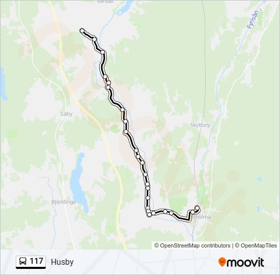 117 bus Line Map