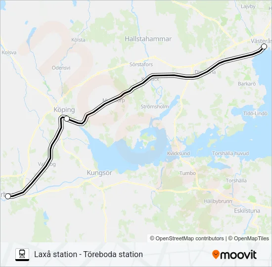 LAXÅ STATION - TÖREBODA STATION Train Line Map