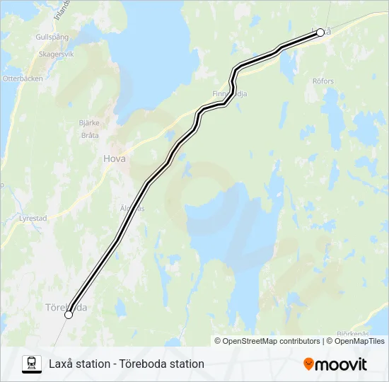 LAXÅ STATION - TÖREBODA STATION Train Line Map