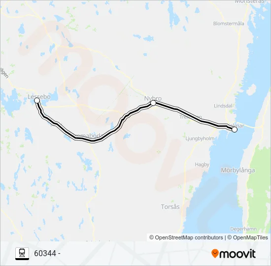 KALMAR CENTRAL - LESSEBO STATION Train Line Map