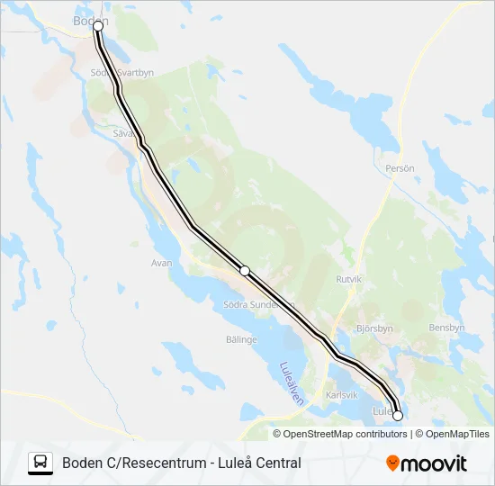 BODEN C/RESECENTRUM - LULEÅ CENTRAL Bus Line Map