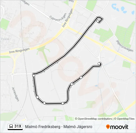 31X Bus Line Map