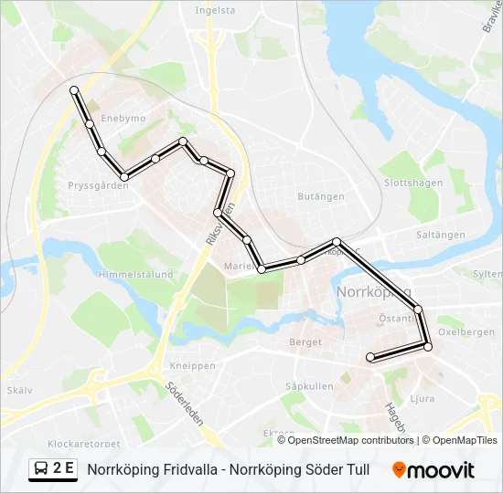 2 E Bus Line Map