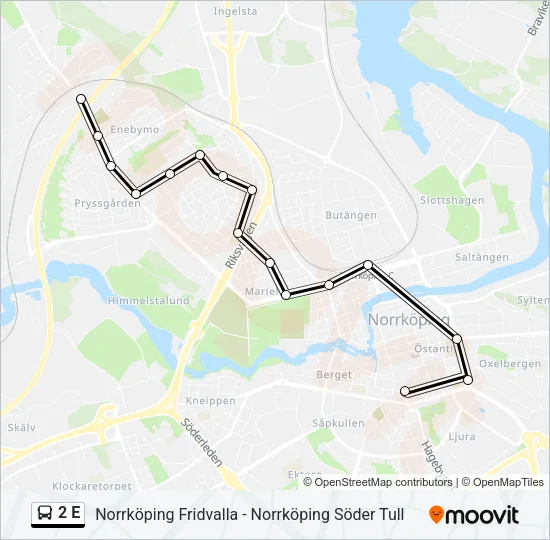 2 E Bus Line Map