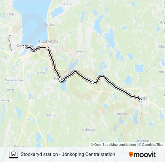 STOCKARYD STATION - JÖNKÖPING CENTRALSTATION  Line Map