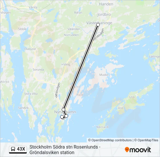 43X Bus Line Map