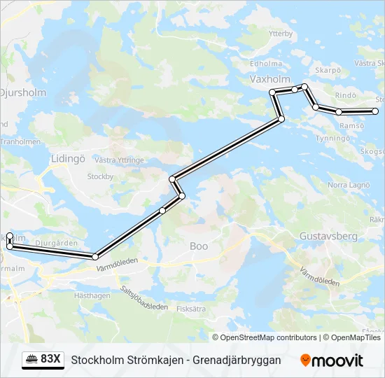 83X Ferry Line Map