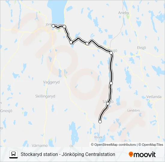STOCKARYD STATION - JÖNKÖPING CENTRALSTATION Bus Line Map