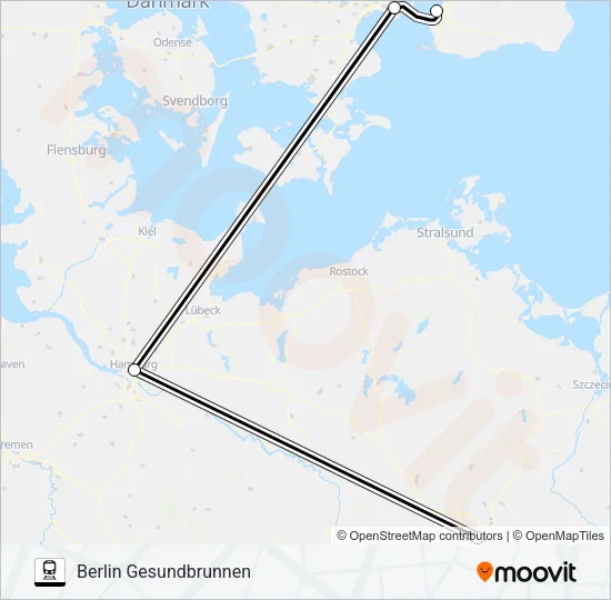 MALMÖ CENTRALSTATION - CHEMNITZ HBF tåg Linje karta