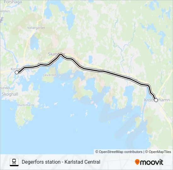 DEGERFORS STATION - KARLSTAD CENTRAL Train Line Map