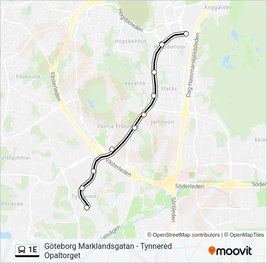 1E Bus Line Map
