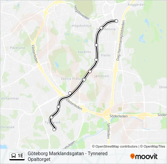 1E Bus Line Map