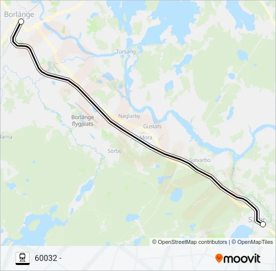 BORLÄNGE CENTRAL - SÄTER STATION tåg Linje karta