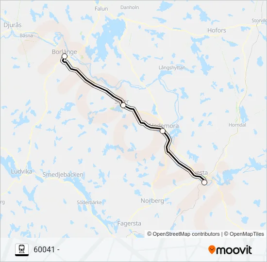 AVESTA KRYLBO STATION - BORLÄNGE CENTRAL Train Line Map