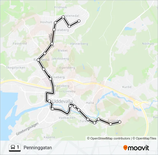 1 Bus Line Map