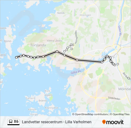 X6 Bus Line Map