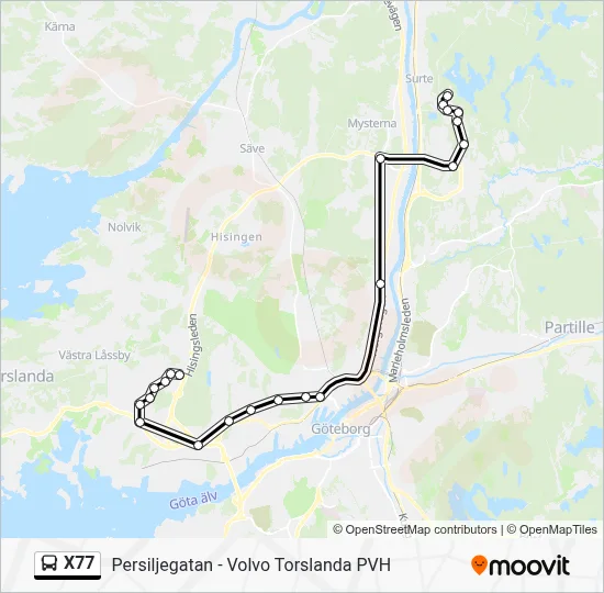 X77  Linje karta