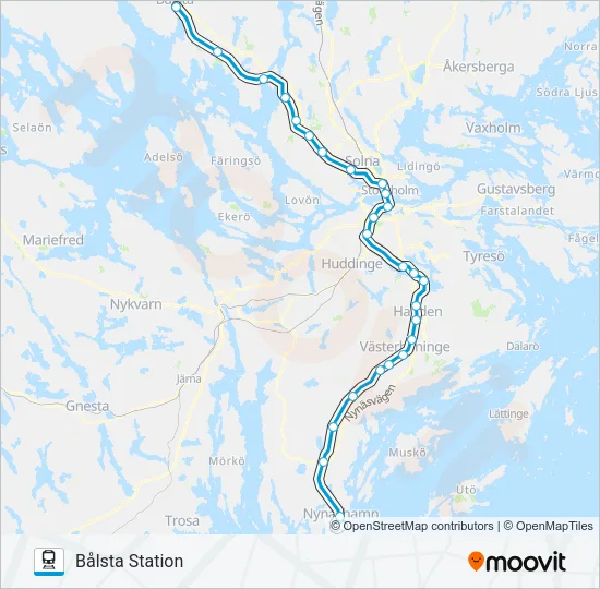 PENDELTÅG Train Line Map