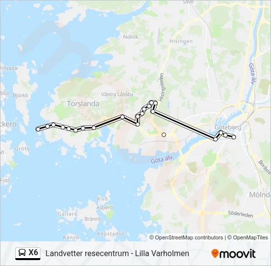 X6 Bus Line Map