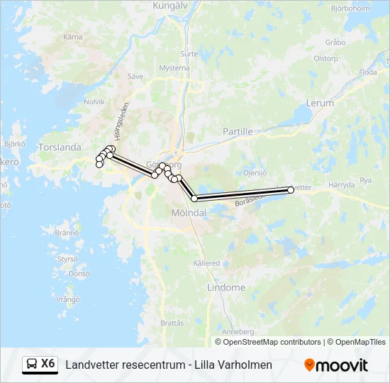 X6 Bus Line Map