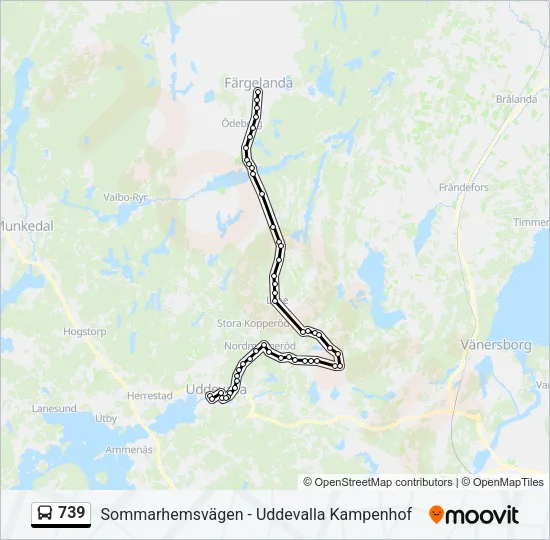 739 buss Linje karta