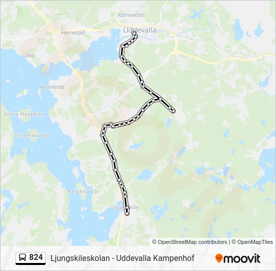 824 buss Linje karta