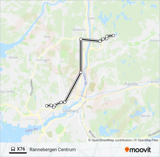 X76 Bus Line Map