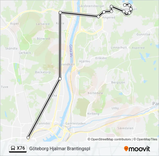 X76 Bus Line Map