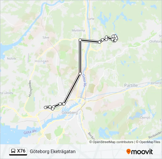 X76 Bus Line Map