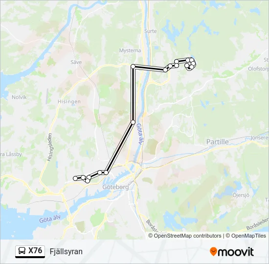 X76 Bus Line Map