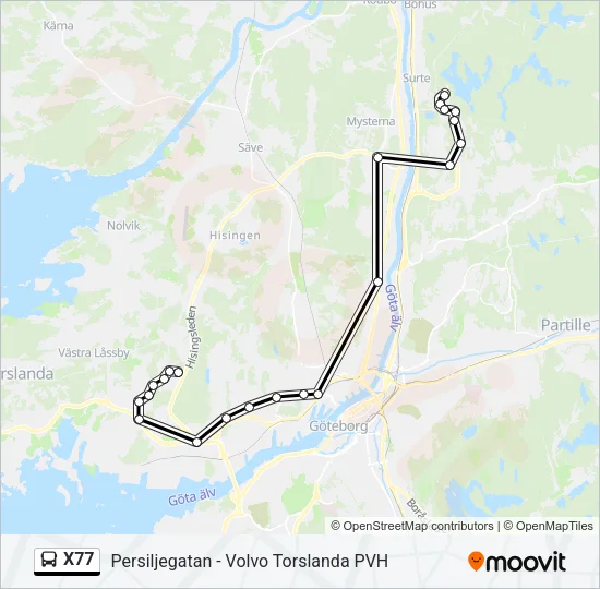 X77 Bus Line Map