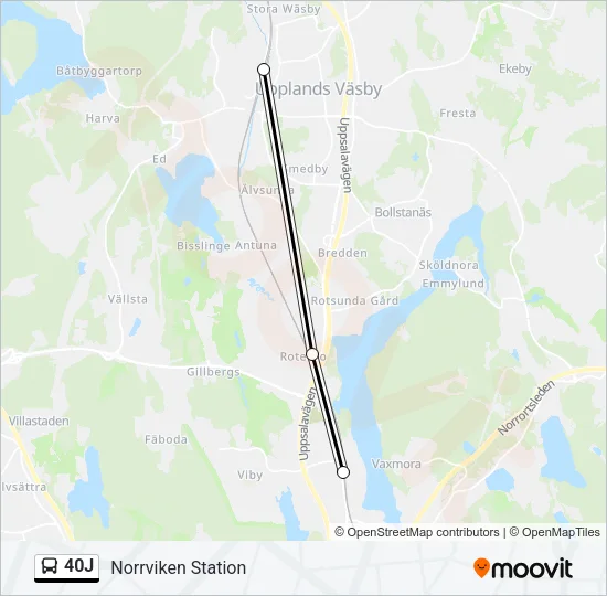 40J Bus Line Map
