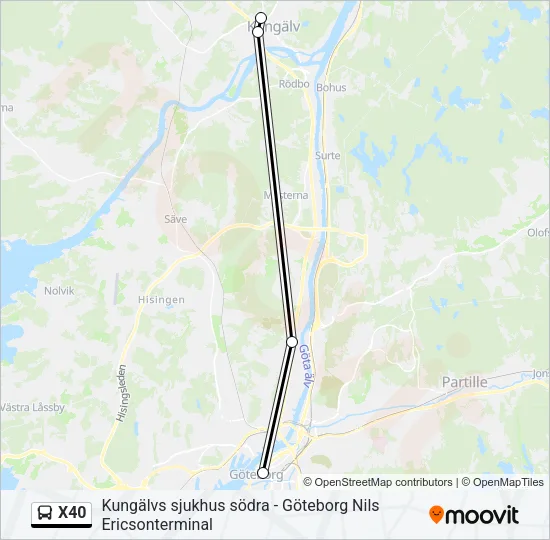 X40 Bus Line Map