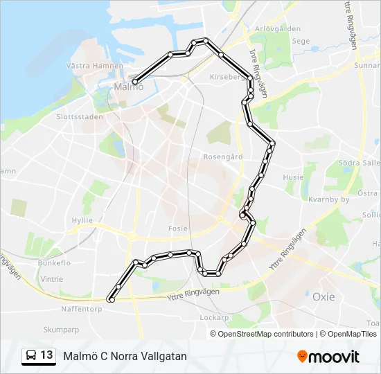13 Bus Line Map