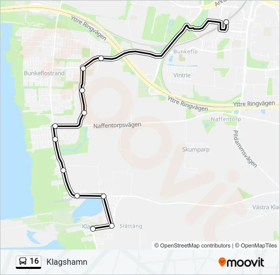 16 Bus Line Map