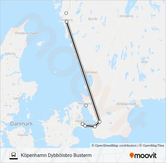 OSLO BUSSTERMINAL - KÖPENHAMN DYBBÖLSBRO BUSTERM Bus Line Map