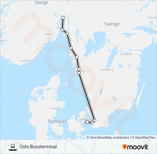 KÖPENHAMN DYBBÖLSBRO BUSTERM - OSLO BUSSTERMINAL Bus Line Map