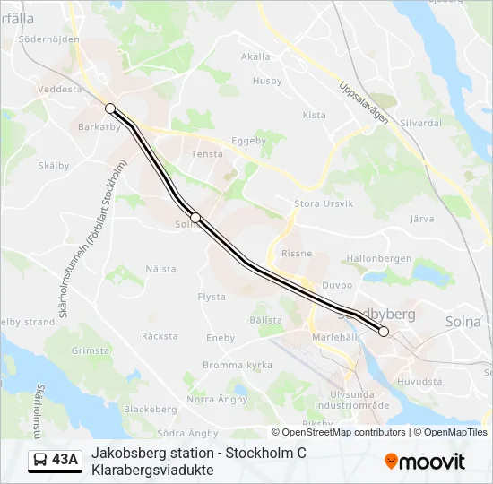 43A Bus Line Map