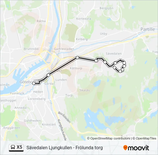 X5 Bus Line Map
