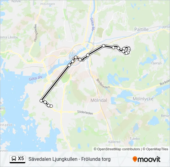 X5 Bus Line Map