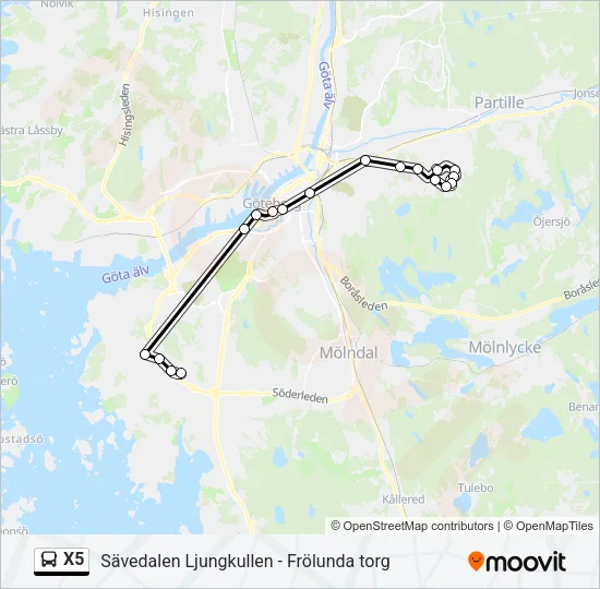 X5 Bus Line Map