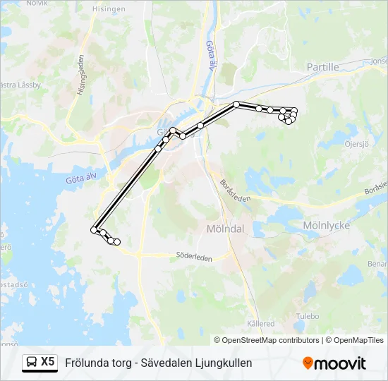 X5 Bus Line Map
