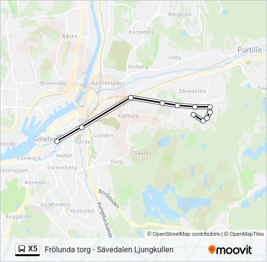 X5 Bus Line Map
