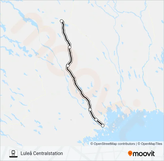 GÄLLIVARE C/RESECENTRUM - LULEÅ CENTRALSTATION Train Line Map