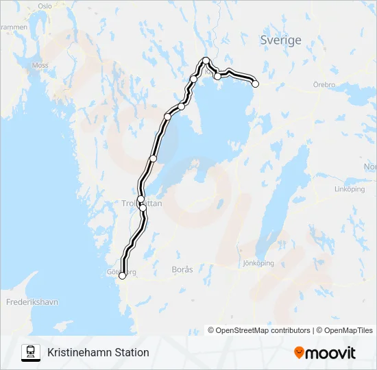 GÖTEBORG CENTRALSTATION - KRISTINEHAMN STATION Train Line Map