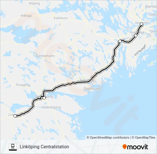 GÄVLE CENTRALSTATION - LINKÖPING CENTRALSTATION Train Line Map
