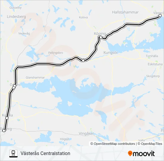 GÖTEBORG CENTRALSTATION - VÄSTERÅS CENTRALSTATION Train Line Map