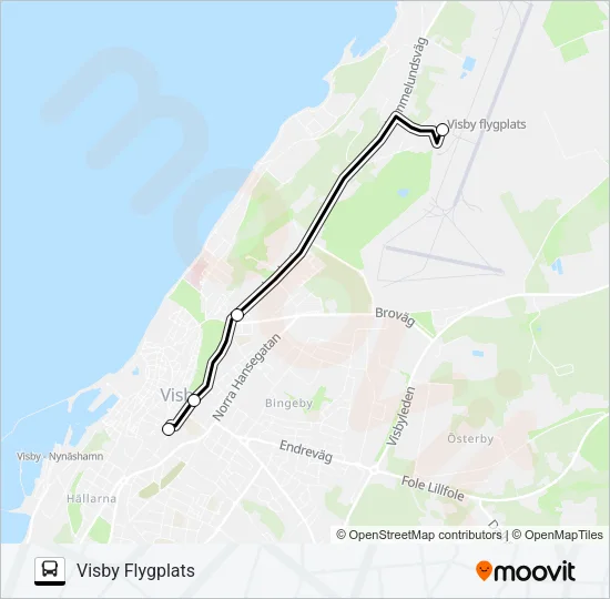 VISBY FLYGPLATS - VISBY BUSSTATION Bus Line Map