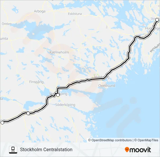SJ SNABBTÅG X2000  Line Map