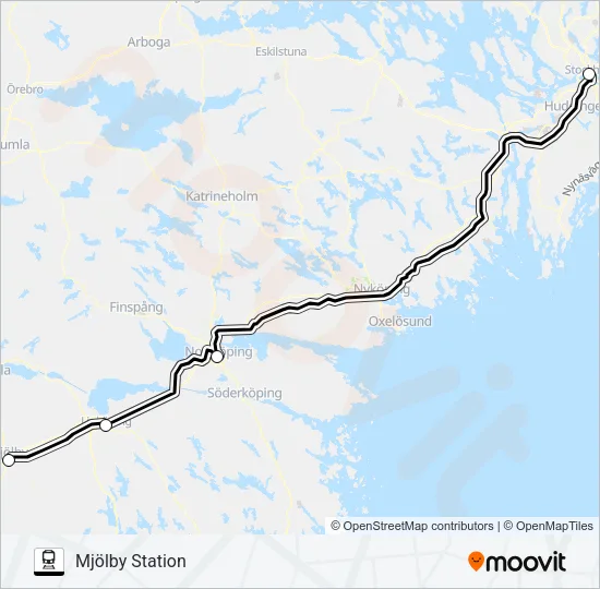 SJ SNABBTÅG X2000  Line Map
